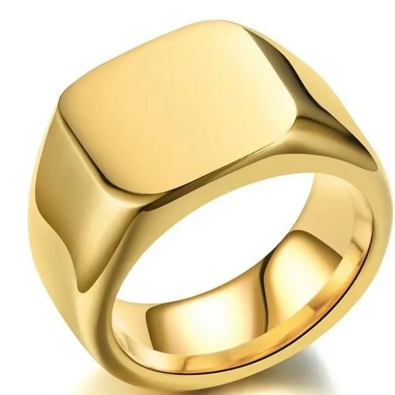 Nuovo 2024 anello Unisex oro argento lucido larghezza geometrica timbro dito quadrato stile Punk classico retrò gioielli di moda festa di lusso