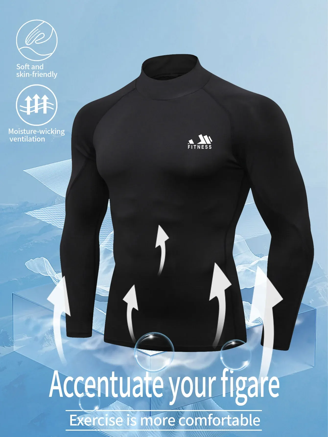 بدلات اللياقة البدنية للخريف والشتاء برقبة عالية، للرجال بأكمام طويلة، رياضات غير رسمية، الجري، تدريب كرة السلة