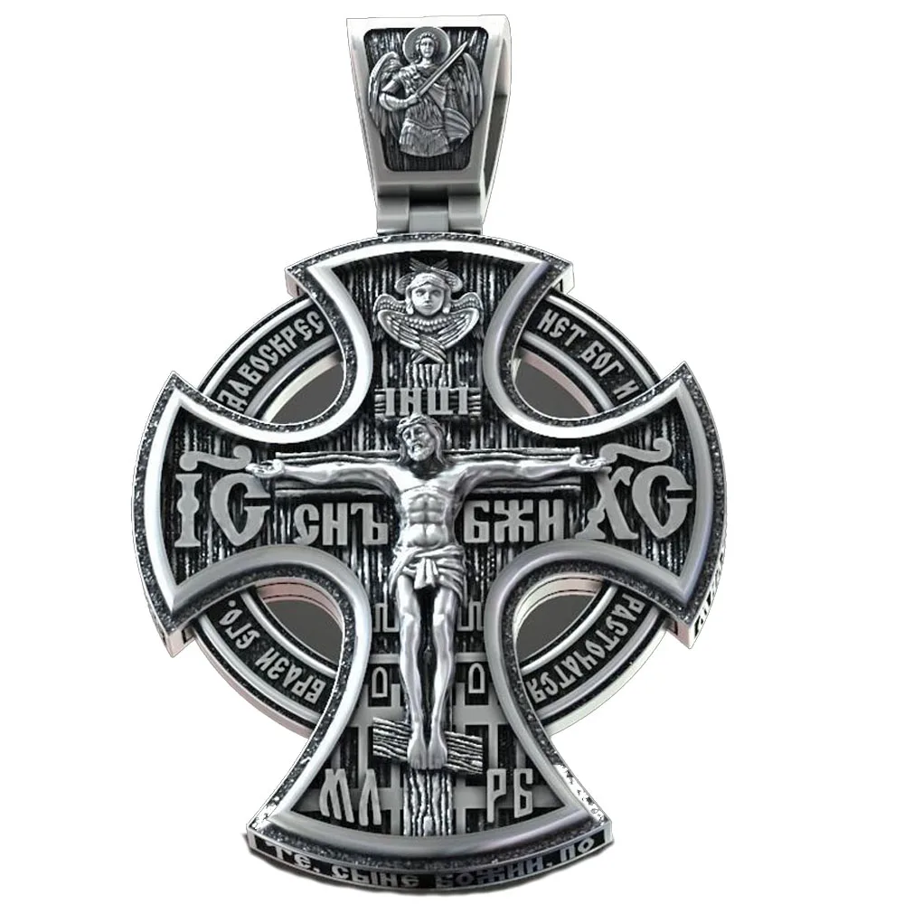 

37g Big Heavy Orthodox Cross Saints Cherubs Religious Art Relief for Men and Dads Gift Customized 925 SOLID STERLING Silver Pen