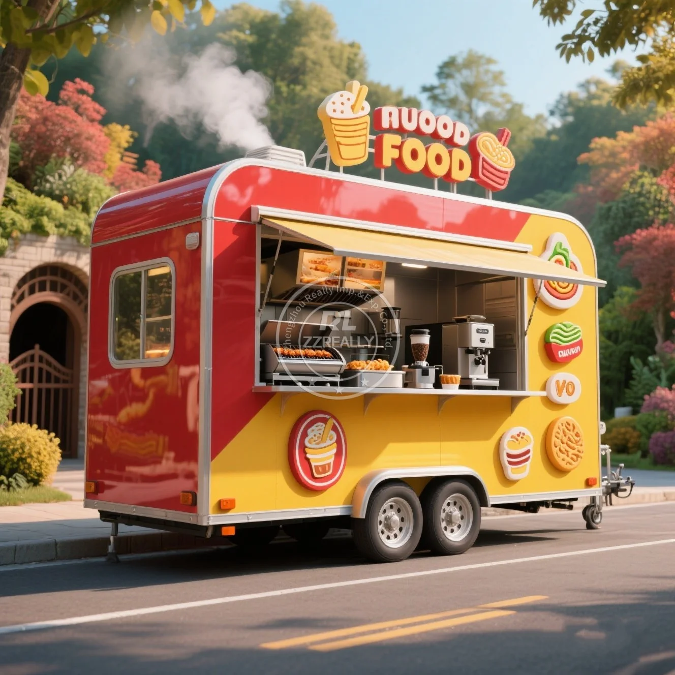 

Street Mobile Food Trailer Pizza Van Ice Cream Bubble Tea Coffee Catering Cart Hot Dog Snack Vending Food Truck for Sale