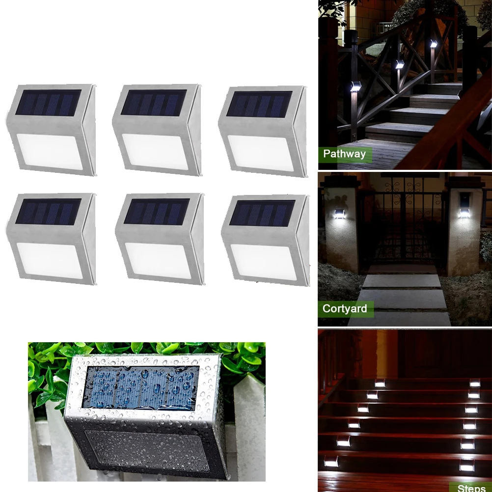 

4pcs Lights Outdoor Stainless Steel Led Wall Solar Street Lamp For Garden Courtyard Patio Pathway Solar Light Sensor Light
