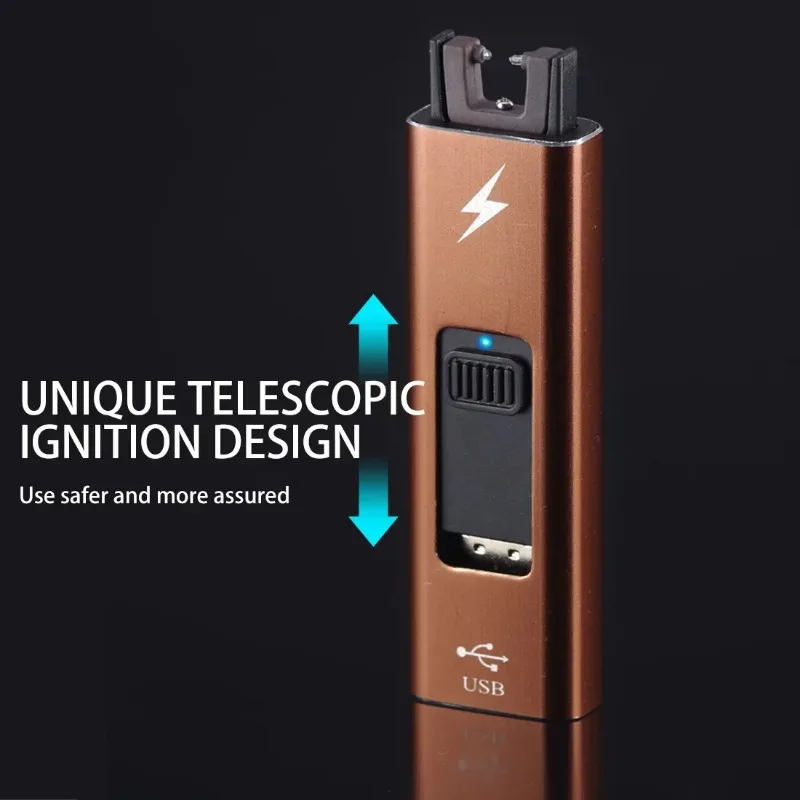 Hot Electric Lighters, Metal Windproof Portable USB Rechargeable Lighters, Flameless Pulse Single Arc Lighters, High-end Gifts