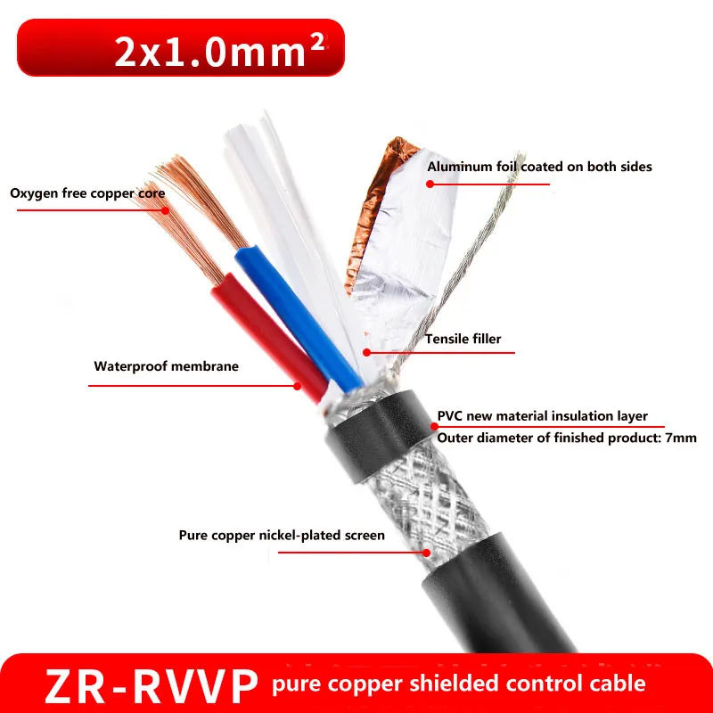 

5 Meters Copper Shielded Electrical Wires RVVP 2-core 3-core 4-core 5-core 0.3 0.5 0.75 1.5 Audio Control Signal Cable