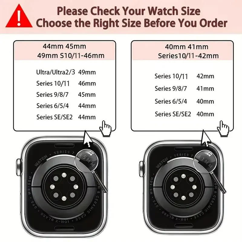 Silicone Strap For Apple Watch Band 44mm 45mm 40mm 41mm S10 11 42/46-38mm Bracelet iWatch 8 7 6 5 4 9 Ultra 3 2 49mm SM ML Size view 2