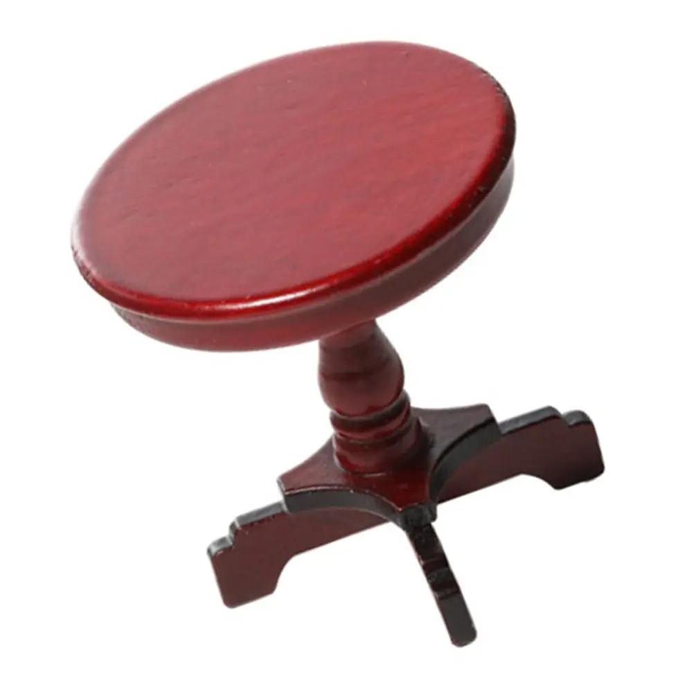 

Mini Small Round Table Decor Miniature Coffee Living Room Micro Scene Wood Furniture Model