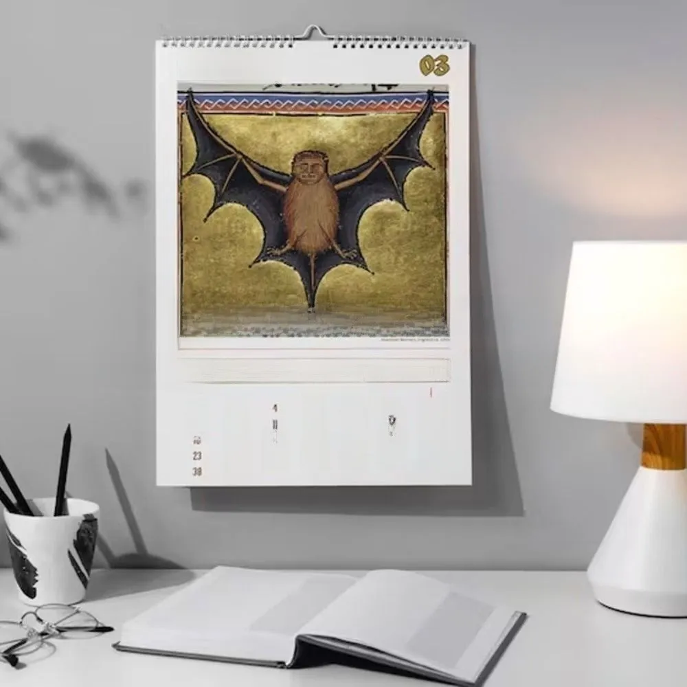 

Забавные уродливые средневековые животные 2026 календарь средневековая лошадь живопись ежедневный еженедельный ежемесячный настенный календарь инструмент управления временем