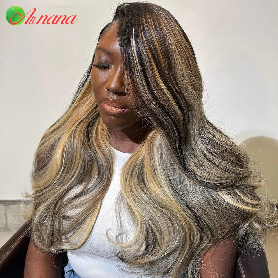 

Highlights Blonde Colored Human Hair Wigs For Women 13x6 Lace Front Wigs Body Wave Pre-Plucked 200% Density 5x5 Lace Closure Wig