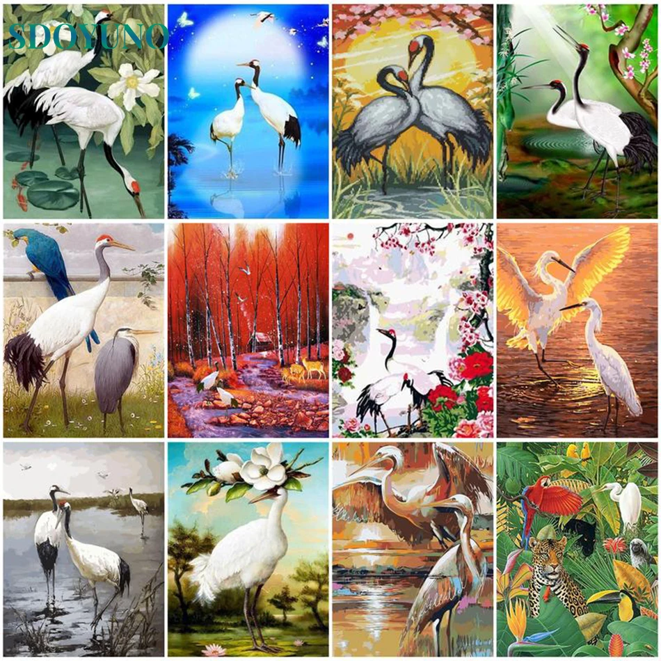 

SDOYUNO Paint By Numbers Red-Crowned Crane For Adults On Canvas Oil Painting By Numbers Animals Acrylic Paints Room Home Decor