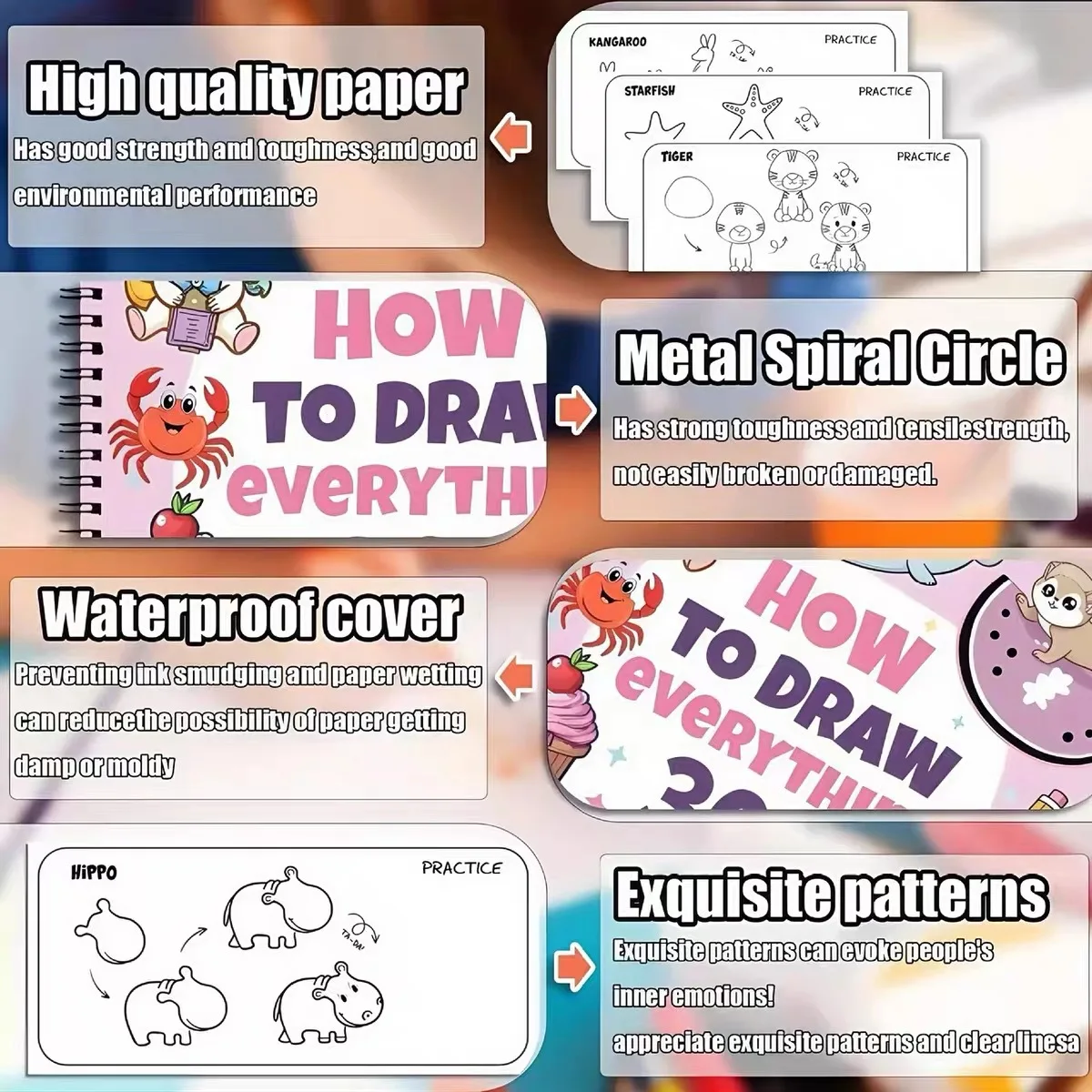 How to Draw Everything Coloring Book 300 Adorable Animals Foods Beautiful Creative Patterns Decomposed Drawing Coloring Book