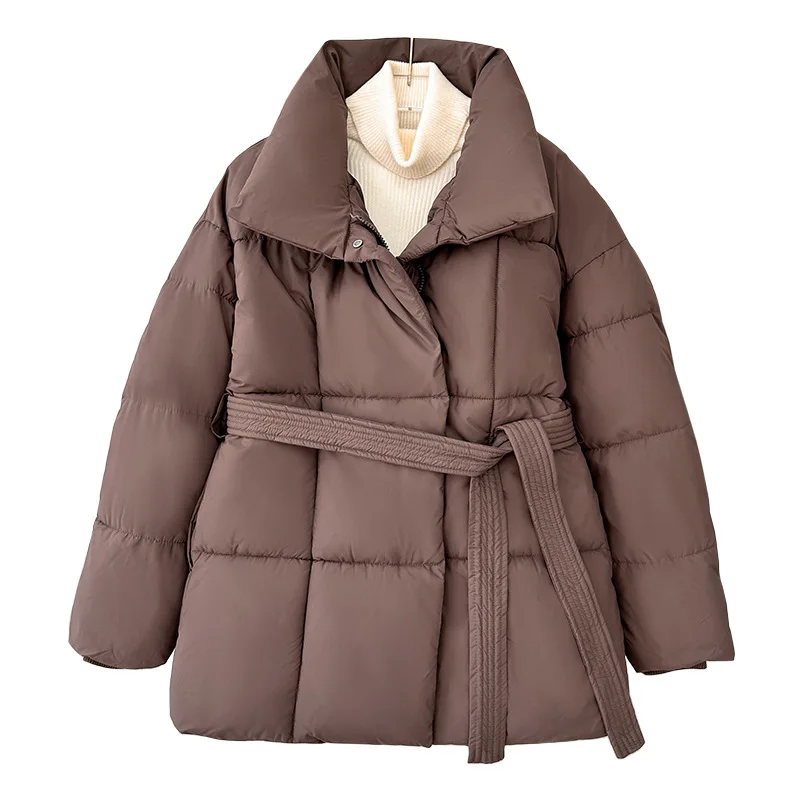 Haute qualité femmes hiver épais chaud coton veste femmes Parkas debout cou ceinture maigre femmes ample polyvalent coton veste