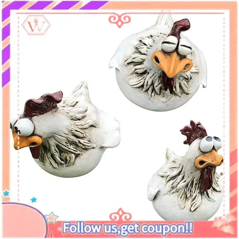 

Декоративные садовые статуэтки из смолы: 3 фигурки кур, сидящих на заборе, для украшения газона, заборов, статуэтки петухов, настенное искусство для двора.