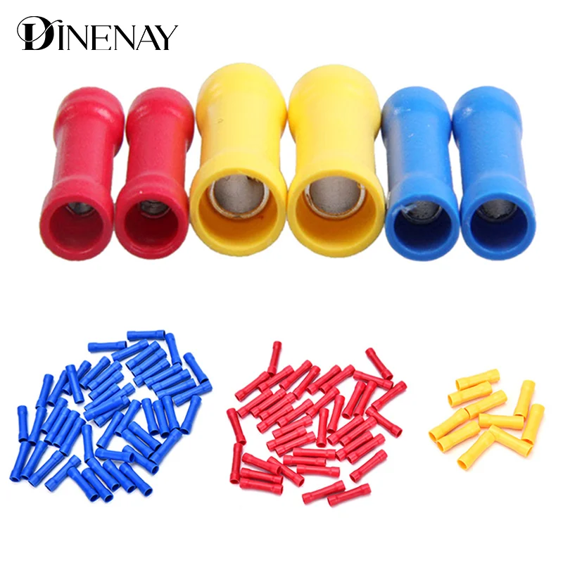 100Pcs Insulated Terminal Butt Connector Electrical Automotive Cable Wire Crimp