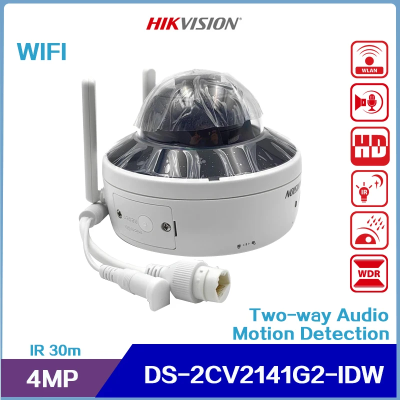 Hikvision 4MP Outdoor Audio Fixed Dome Network Camera DS-2CV2141G2-IDW, Support Wireless Connection and Motion Detection, IR 30m