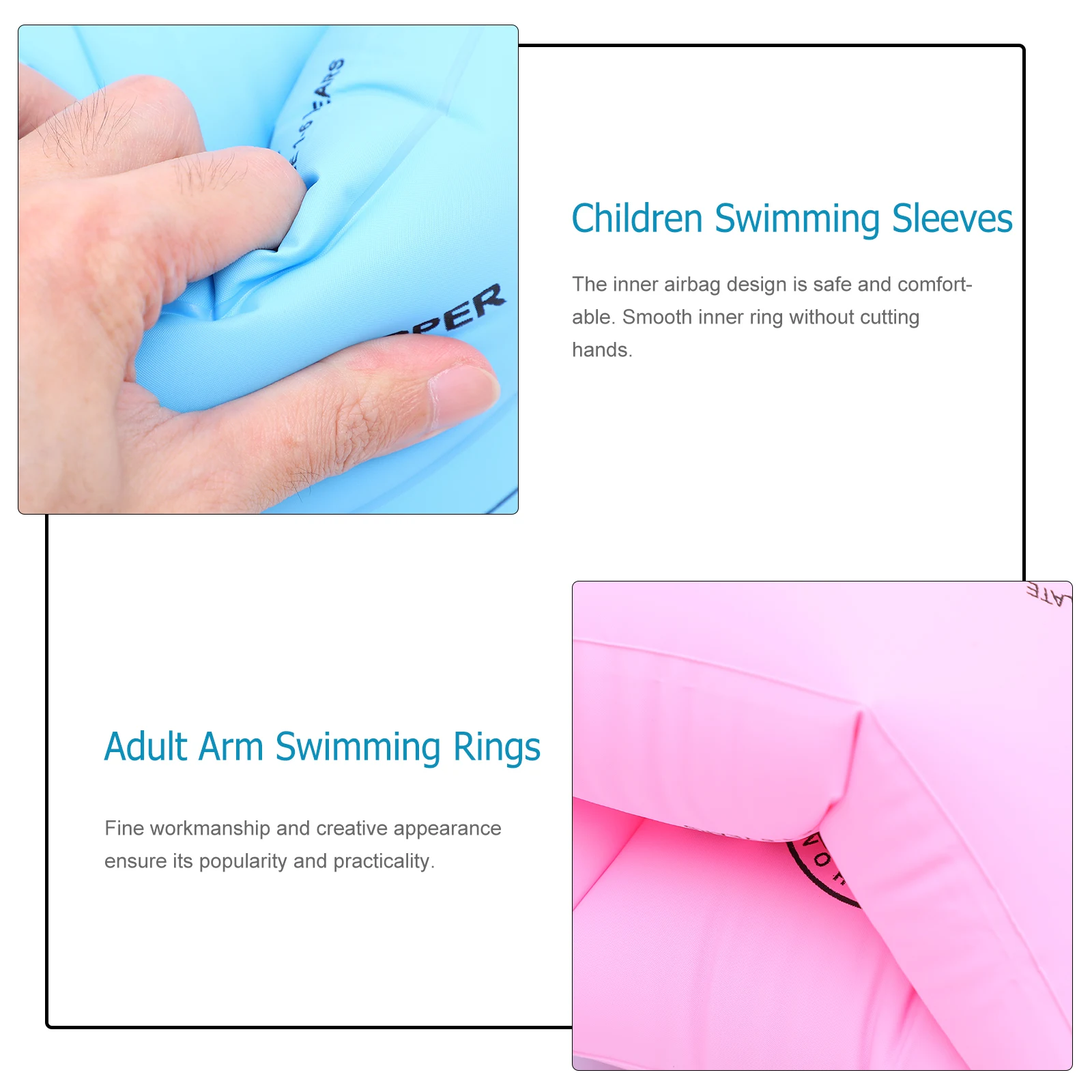 

2 Pairs Adult Inflatable Arm Swimming Rings Pvc Swimming Armbands Double Design Pool Floats Outdoor Water Fun