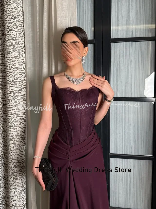 فستان Thinyfull عربي حورية البحر من الساتان للحفلات الراقصة بدون أكمام فساتين سهرة 2025 فستان رسمي طويل للمناسبات رداء De Soirée مخصص