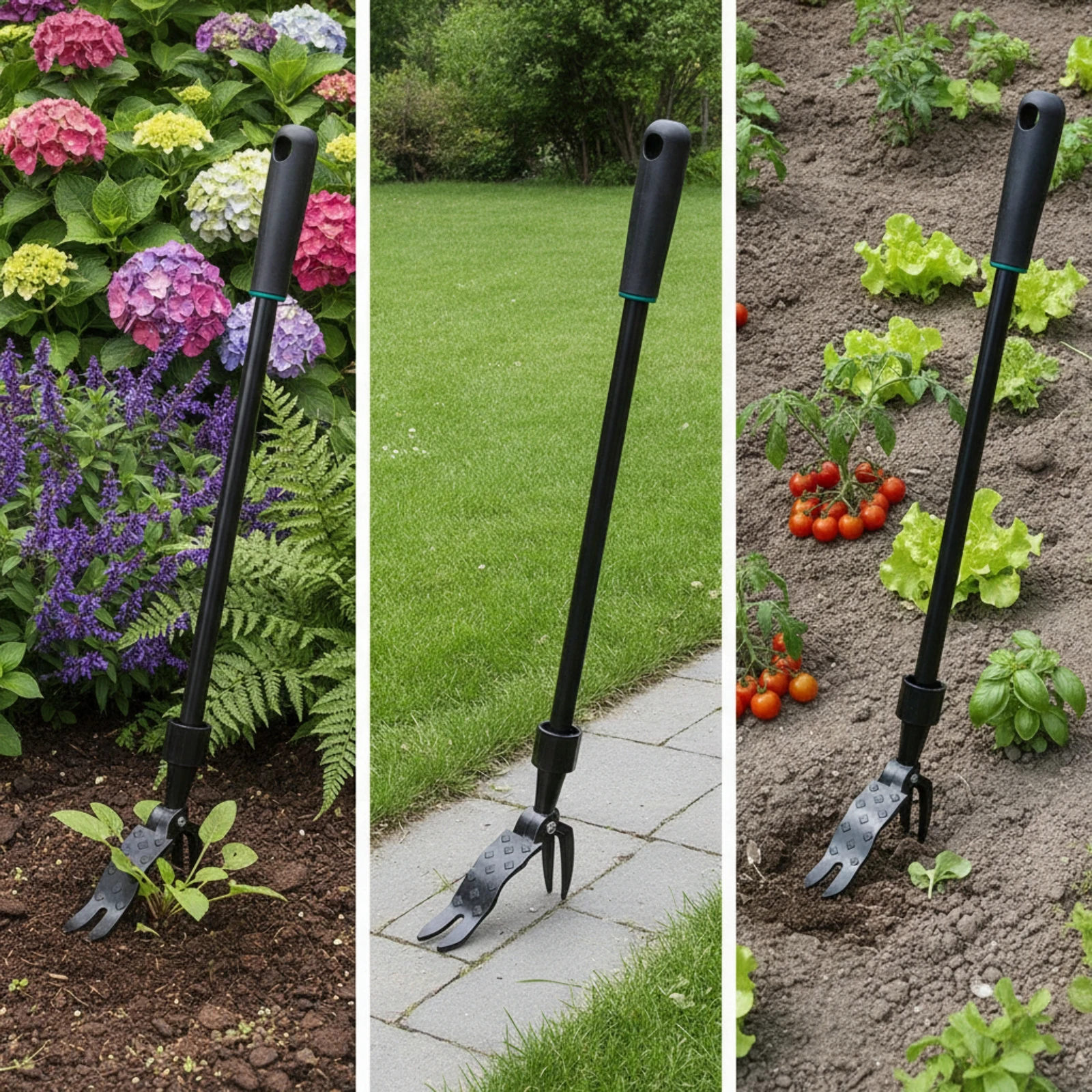 Unwanted Plant Puller Head Stand-up Weeder Head Unwanted Plant Puller with Tines Pointed Manual Weeder Rust-Resistant