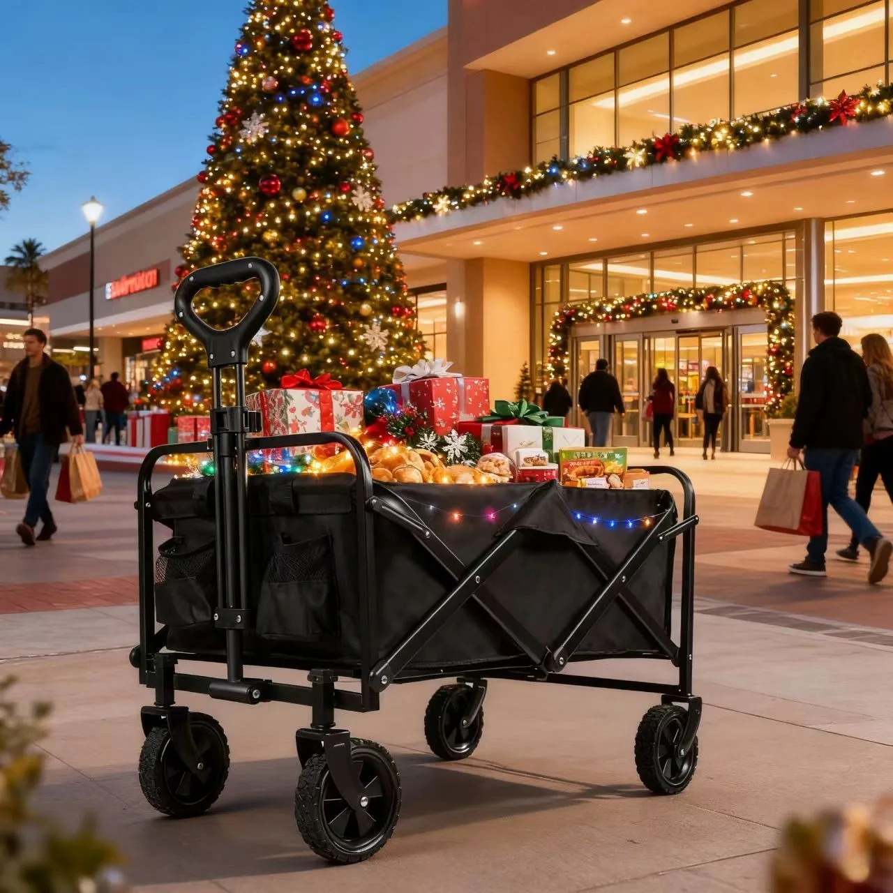 Black Heavy Duty Folding Utility Cart 380LBS Capacity Multifunctional Kitchen Wagon for Home Yard Shopping Gardening Outdoor Equipment Handling image 5