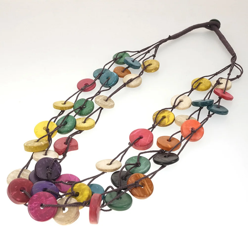 الملونة خمر بوهيميا قلادة خفيفة الوزن جوز الهند شل قلادة هدية عيد ميلاد مجوهرات للنساء الفتيات بوهيميا قلادة #4
