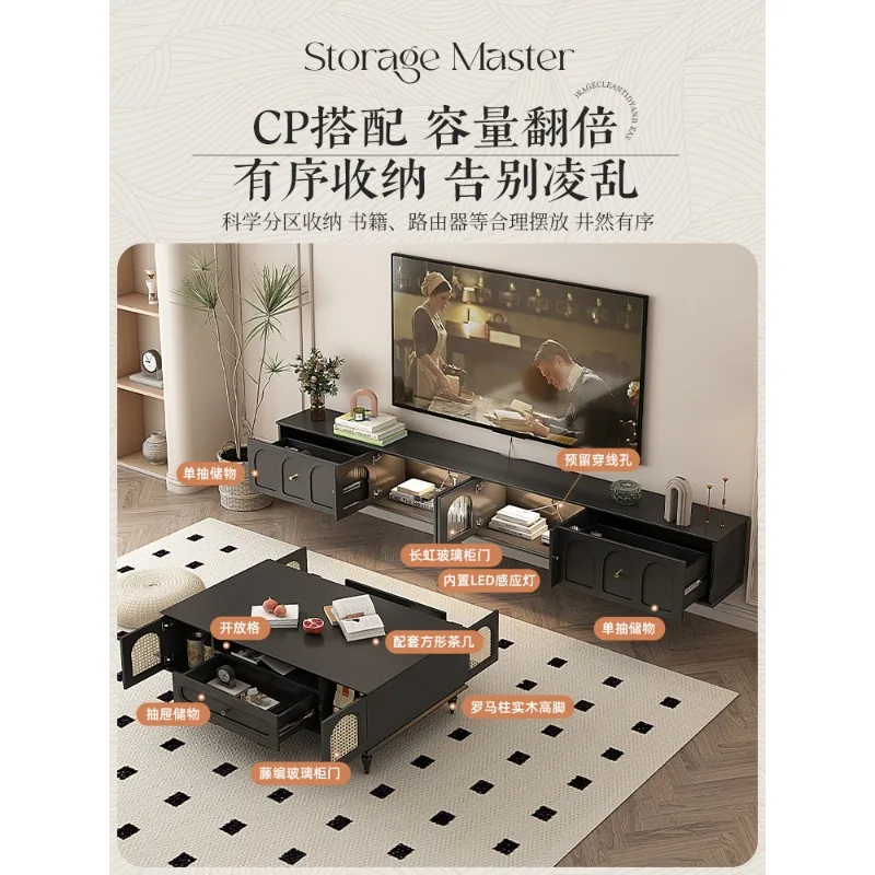 خزانة تلفزيون راقية، مقبس حماية، شقة صغيرة، أثاث غرفة المعيشة، خزانة تلفزيون زجاجية سوداء