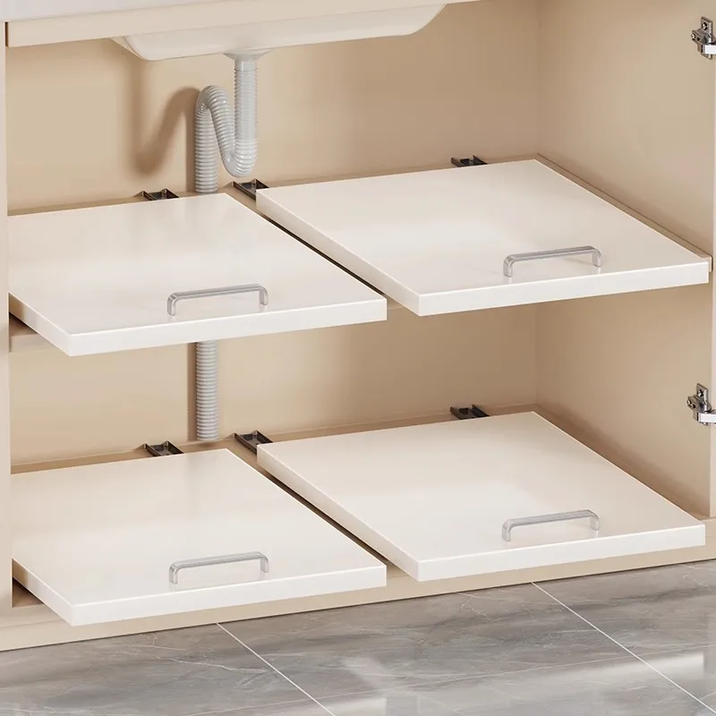Lower sink rack, bathroom pull basket, deep cabinet storage artifact pull-out type