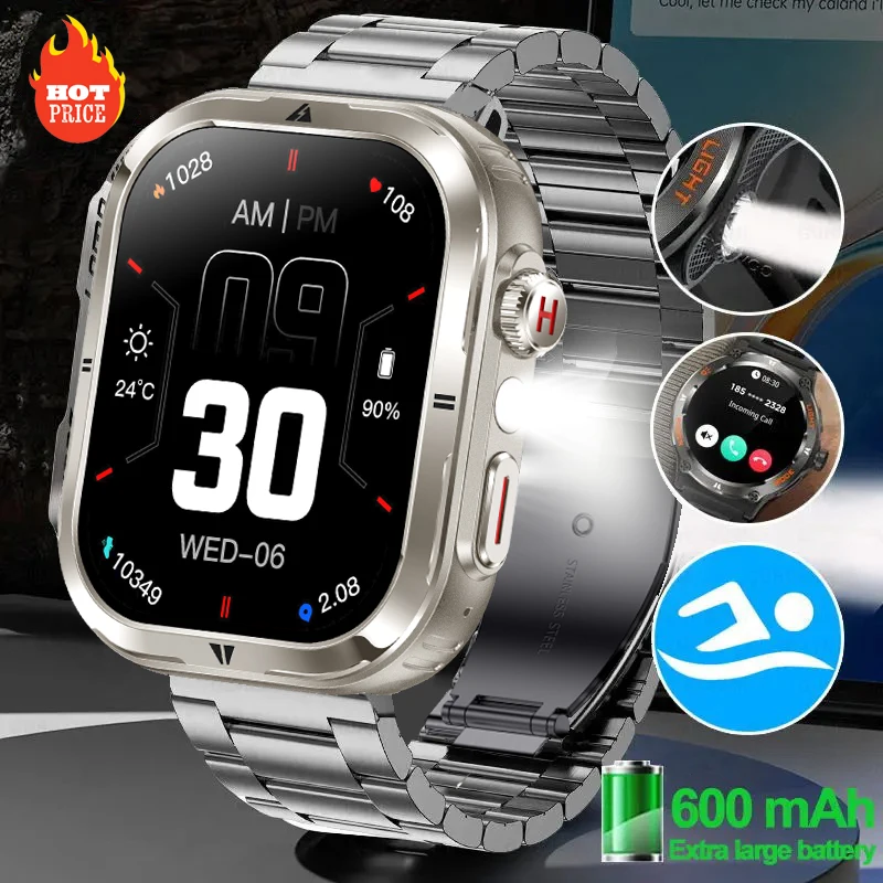 Original Military Men's Smart Watch 2.01 inch Bluetooth Fitness Smarthwhatch Sports Smartwatch For Women Xiaomi Android iOS 2024