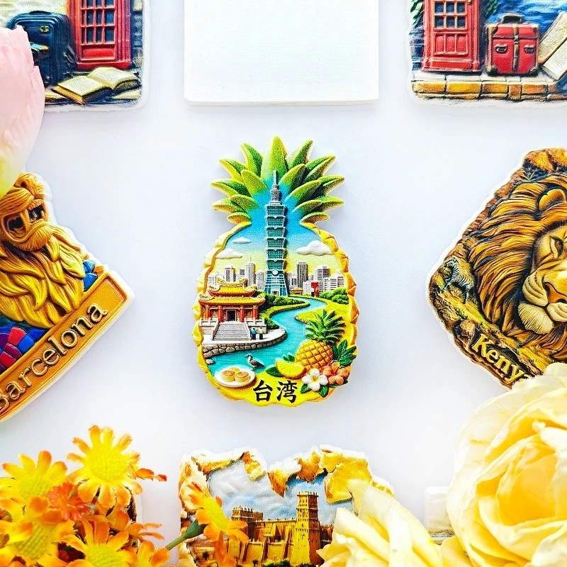 Taiwan Souvenir Fridge Magnet - Iconic 3D Taipei 101 & Pineapple Cake Perfect Travel Gift From The Heart of The Island