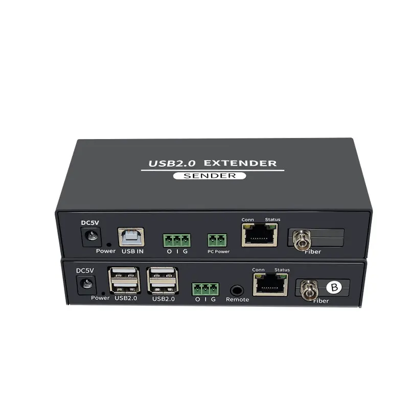 

USB 2.0 Fiber Extender 100M via CAT6 Support Webcam Camera Printer over Single FC Fiber Optical to 20Km 4 Port USB HUB Extender