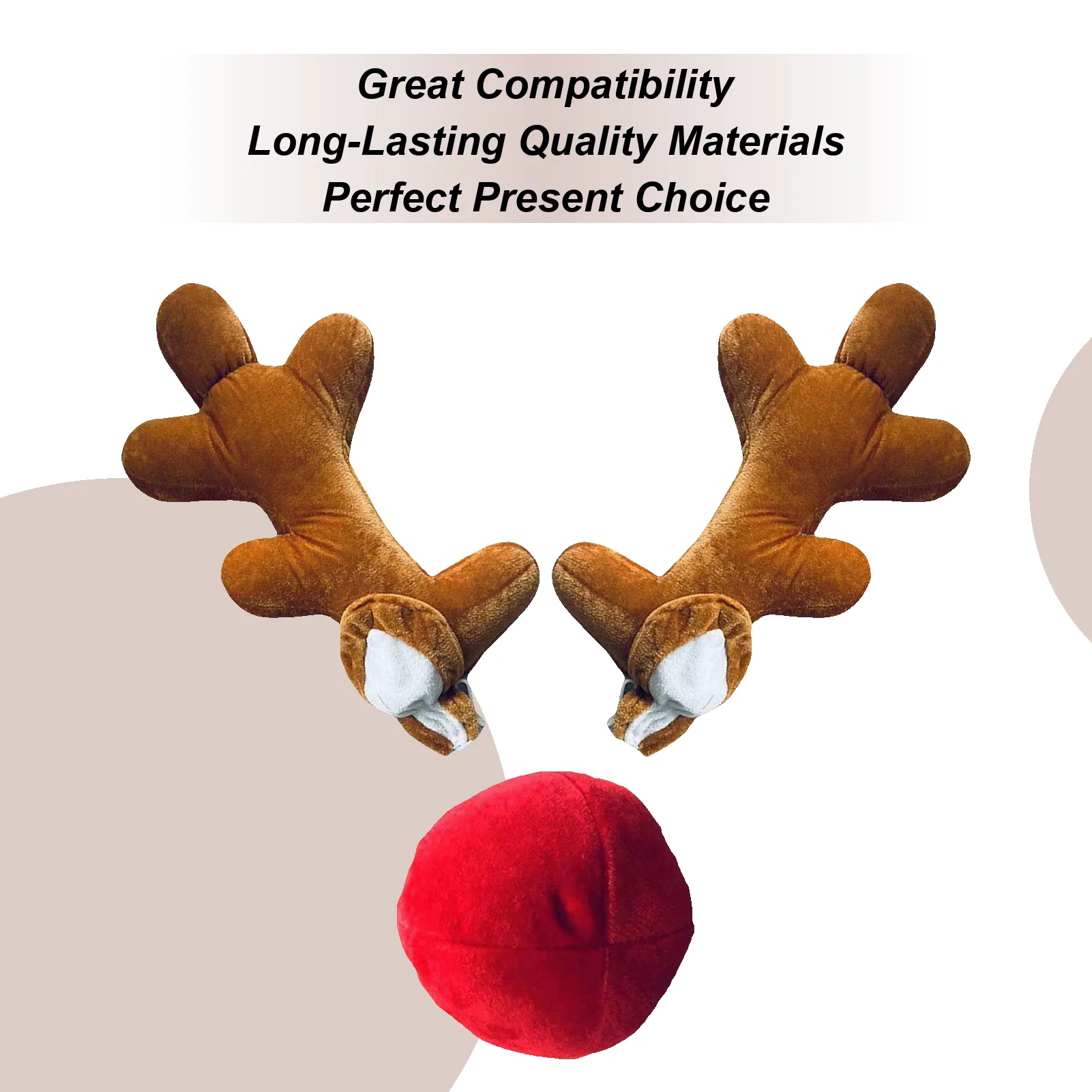 

Car Christmas Reindeer Antler Decorations Cotton Auto Holiday Accessories Decor Festive Cute Ornament For Party Vehicle