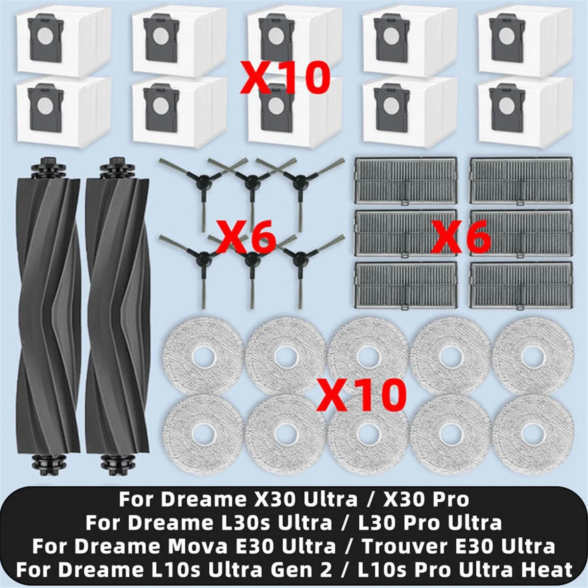 FZFZ 34PCS 진공 부착물 (E30 Ultra / L10s Ultra Gen 2 / L10s Pro Ultra Heat / X30 Ultra 로봇 예비 부품용)