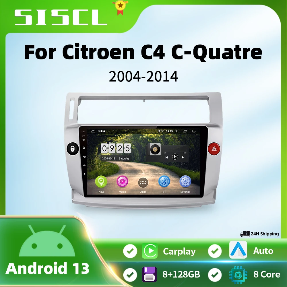 Android 13 For Citroen C4 C-Triomphe Quatre 2004-2014 Car Radio Multimedia Carplay 2Din DVD Head Unit Stereo Audio Video Player