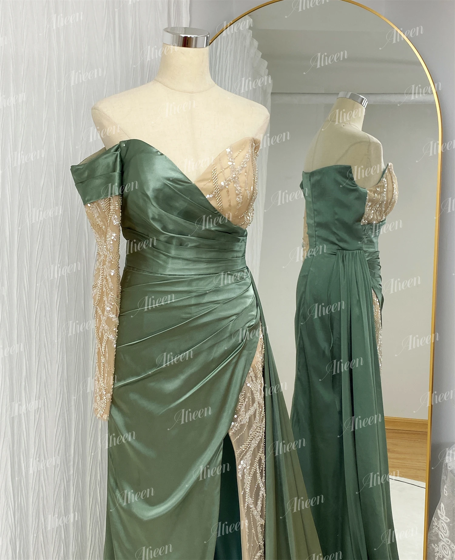 Formal Es for Women customized Elegant Dress Party Evening Elegant Luxury Celebrity Olive Green Fishtail Sweetheart Wedding