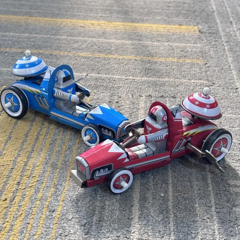 

[Funny] Adult Collection Retro Wind up toy Metal Tin F1 racing racer sports car Clockwork toy figures model vintage toy gift