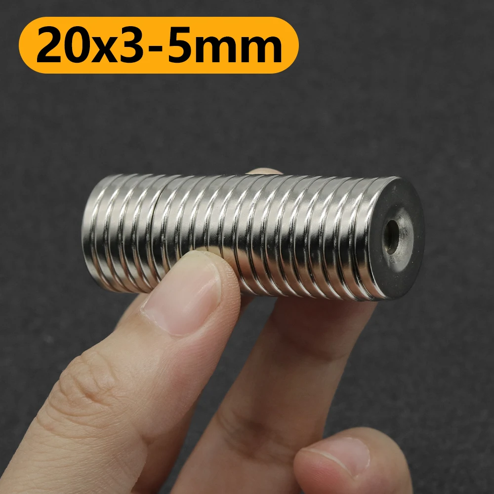 2/5/10/30/50 Pcs 20x3-5mm N35 NdFeB hole5 Round Magnet Super Powerful Neodymium Magnets  Strong Permanent Magnetic imanes Disc