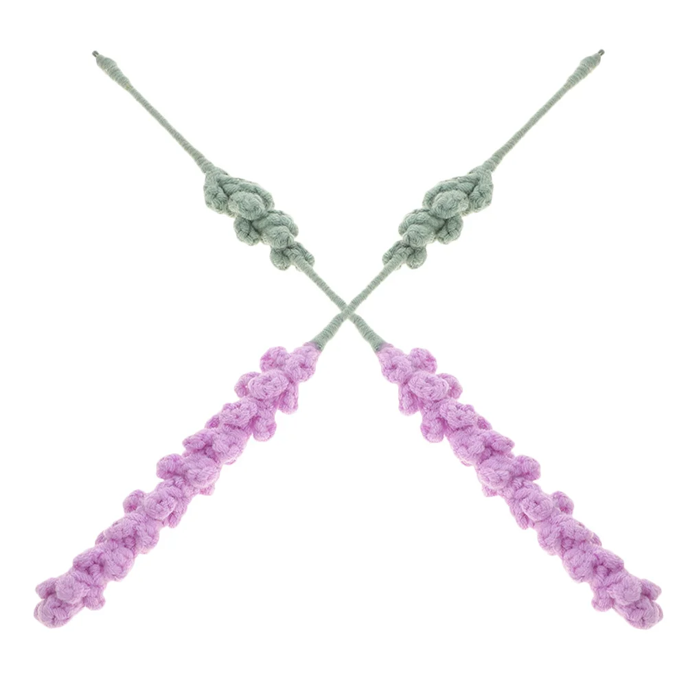 

2Pcs Crochet Lavender Flowers Handmade Realistic Faux Artificial Floral Arrangement Wedding Home Table Centerpiece Decoration