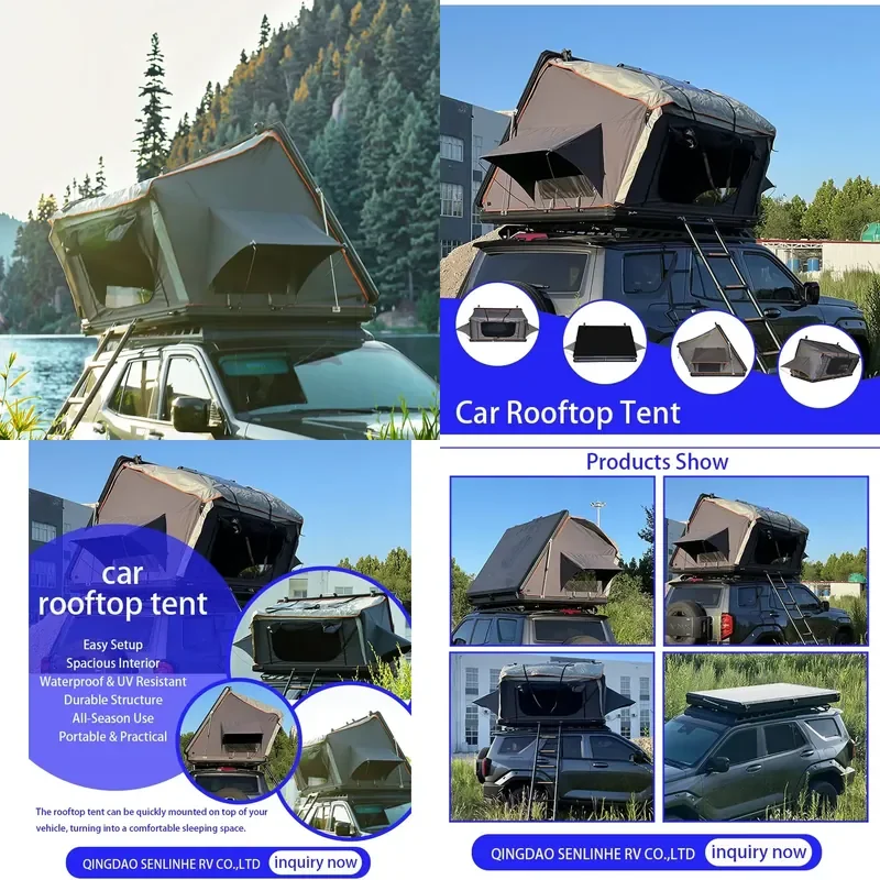 2026 3-Person Rooftop Tent Oxford Hard Shell Waterproof UV Resistant Four-Season SUV/Truck Aluminum Alloy Roof Camping