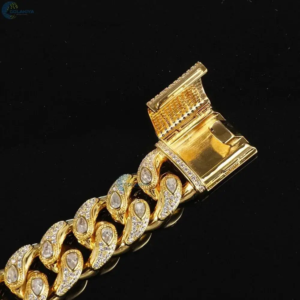 Fashion Pear Cut Moissanite Cuban Link Chain 22MM Iced Out Hip Hop Necklace for Men Custom Bling Chain..
