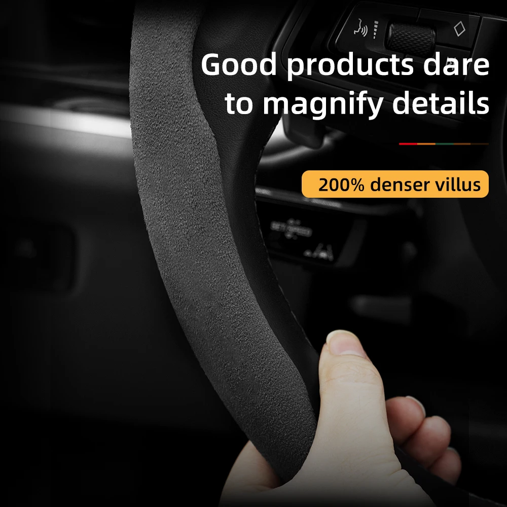 For Volkswagen VW Suede Snap-on Steering Wheel Cover Fit Polo Golf 5 6 7 Up Gol Passat B6 Caddy Crafter Touran Jetta Sedan CC