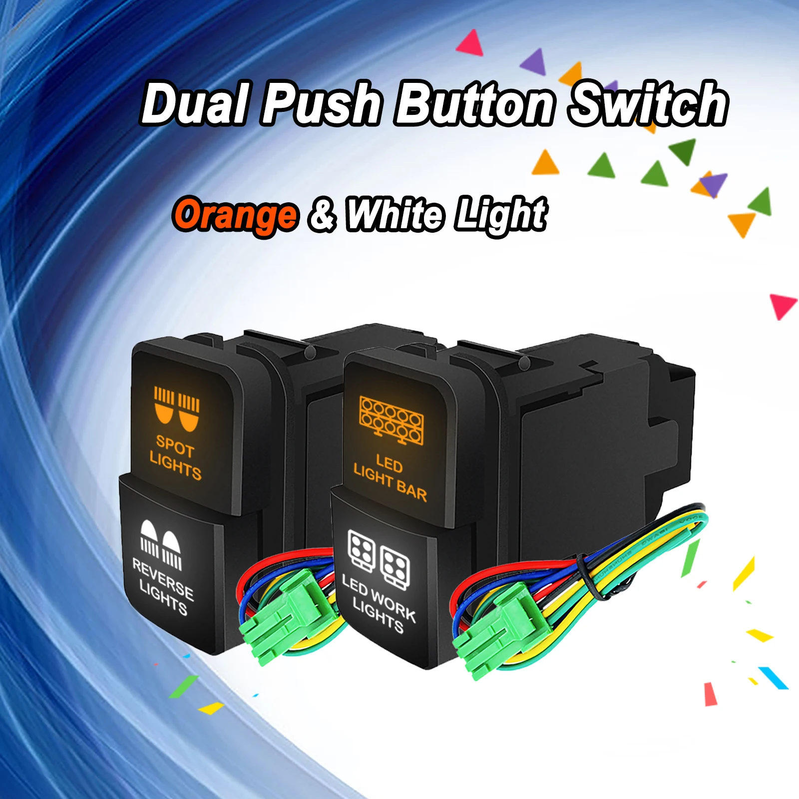 12V Led Light Bar Work Lights Car Dual Push Orange White Led Button Switch for Toyota Prado Landcruiser Hilux Fortuner Corolla
