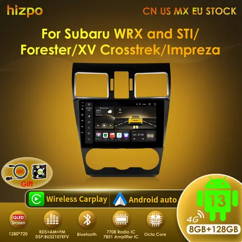 Hizpo 2016 2018 스테레오 자동차 GPS 플레이어, 안드로이드 13 라디오, 스바루 포레스터 WRX 및 STI XV 크로스 스트렉 임프레자 2015, 2din 카플레이