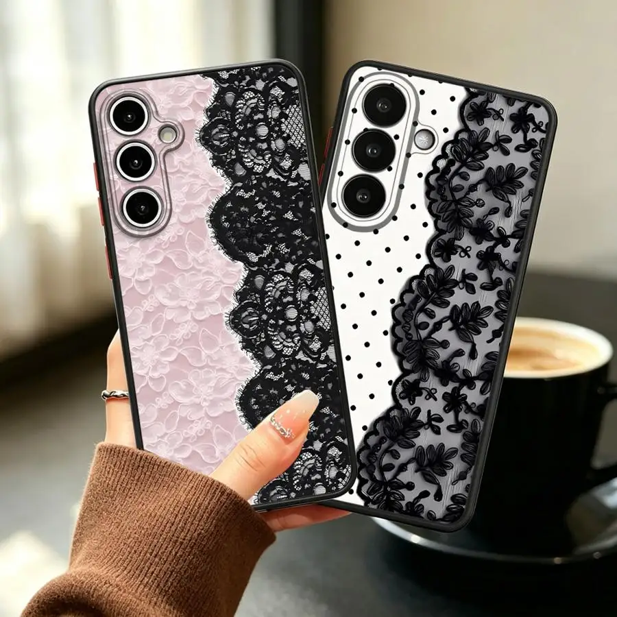 Case for Samsung Galaxy A56 A55 A16 A15 A54 A53 A73 A35 A52S A72 A14 A23 A17 A52 A34 A36 Phone Cover Fashion Lace Print