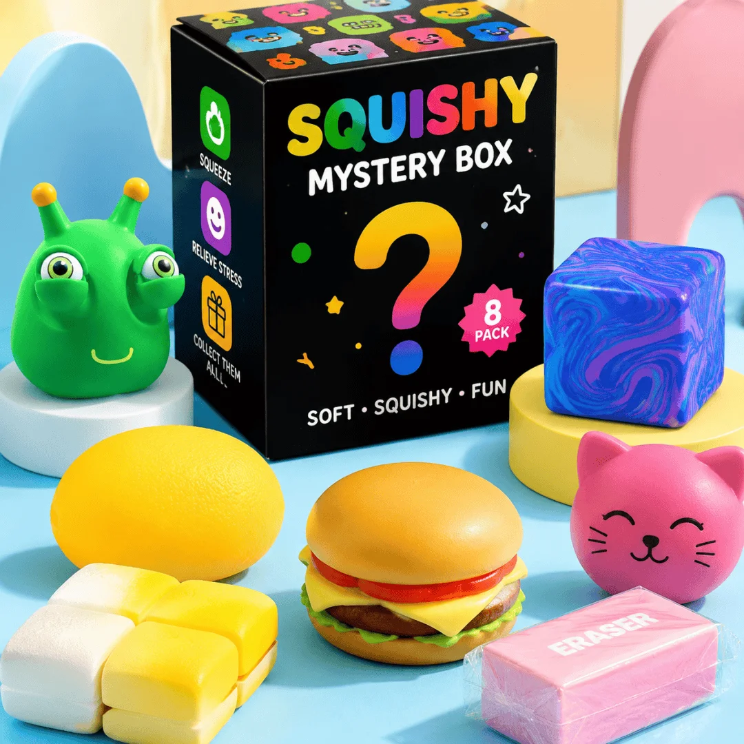 Viral Surprise Blind Box Crystal Kawaii Cat Paw Mochi Squishy, Iridescent TPR Fidget Toy, Soft Pinch Paw Toy Antistress Stress-Relief