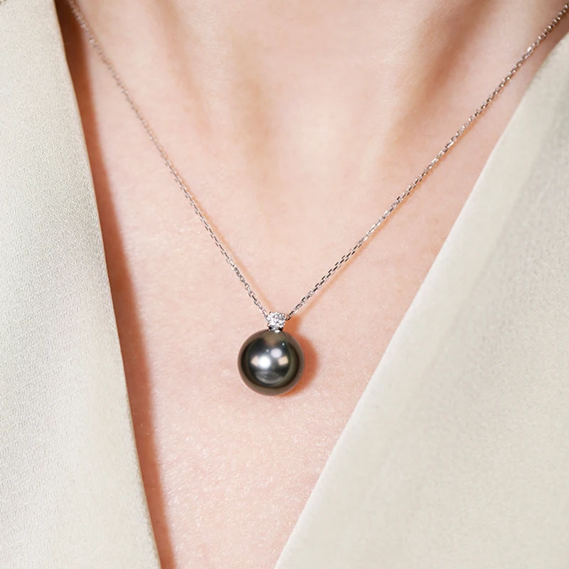 

NYMPH Real 18K Gold Natural Tahitian Black Necklace Pendnat Fine Jewelry Au750 Wedding Box Brand Trendy Gift For Women D647