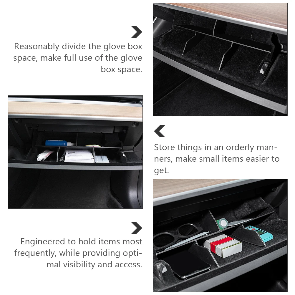 

Органайзер для перчаточного ящика, черный АБС-пластик для 2017-2021, разделитель центральной консоли автомобиля, вставная доска, автомобильные органайзеры