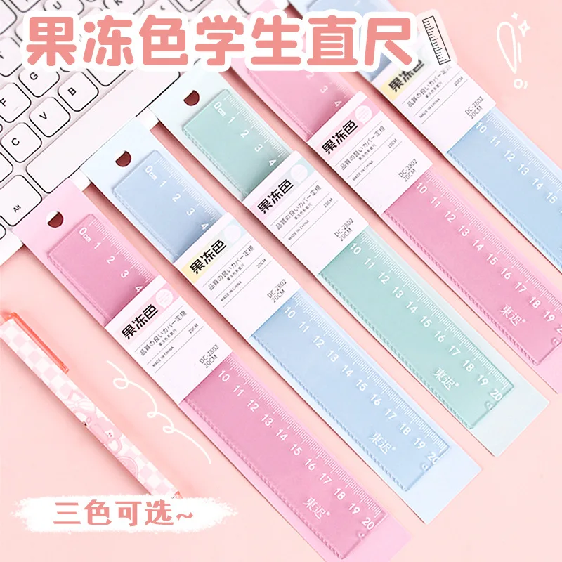 Transparent Jelly Color Ruler 20cm Plastic Rulers Kids Ruler School Stationery Supplies Straight Ruler Measuring Tool Wholesale