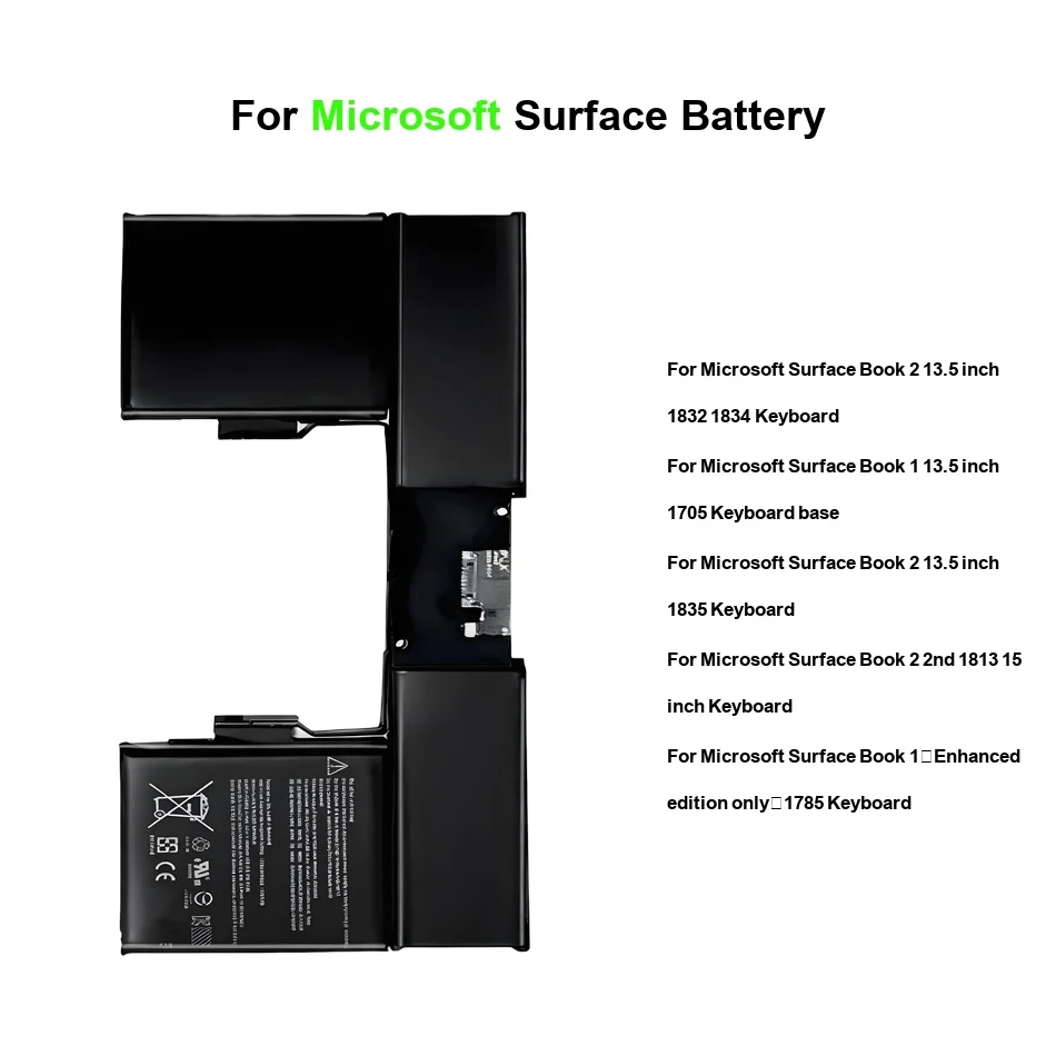 

Tablet Battery Long Lasting 0-8030mAh For Microsoft Surface Book 2 13.5 Inch 1705 1832 1834 1835 Keyboard 1 Enhanced 2ND