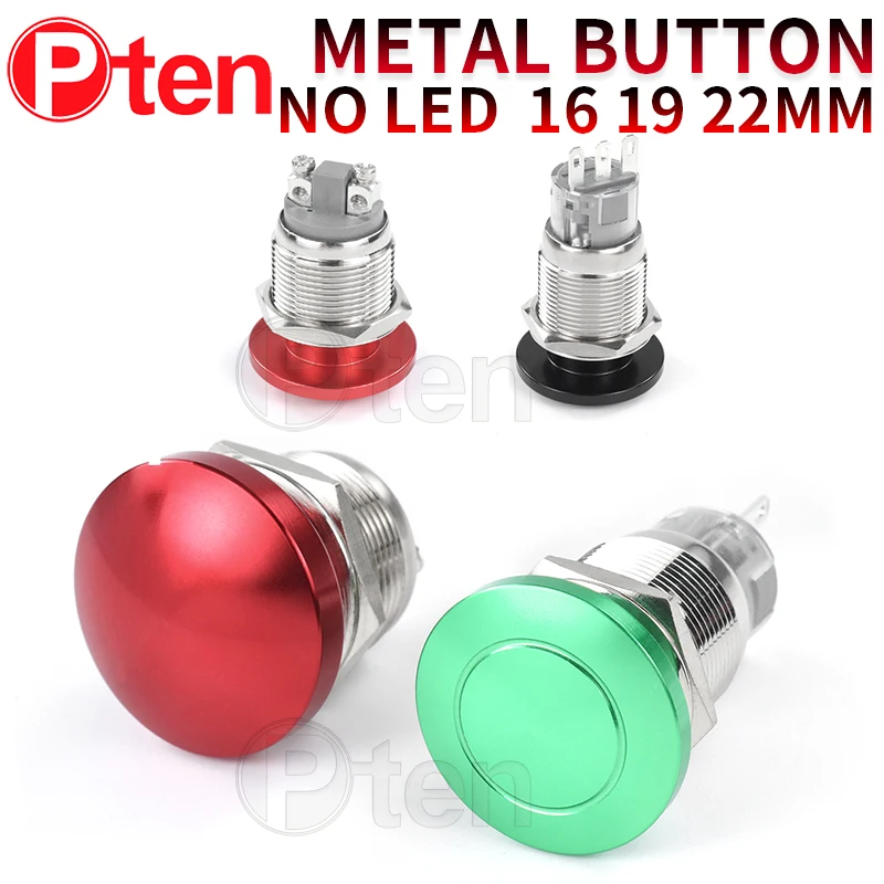 1PCS Push Button Switch 16 19 22mm Metal Mushroom Head Switch Press Big Red Green Waterproof Self-reset Self-lockingcar switch