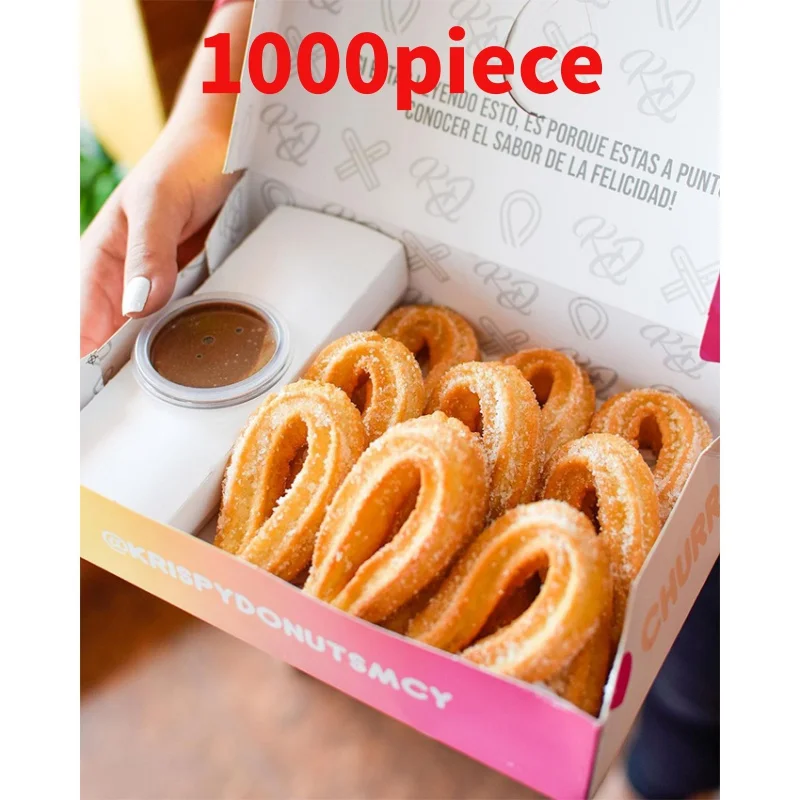 10 00piece.Custom.Eco Friendly Custom Logo Printed Black Pastry Rice Cake Donut Churros recipe Box Packaging