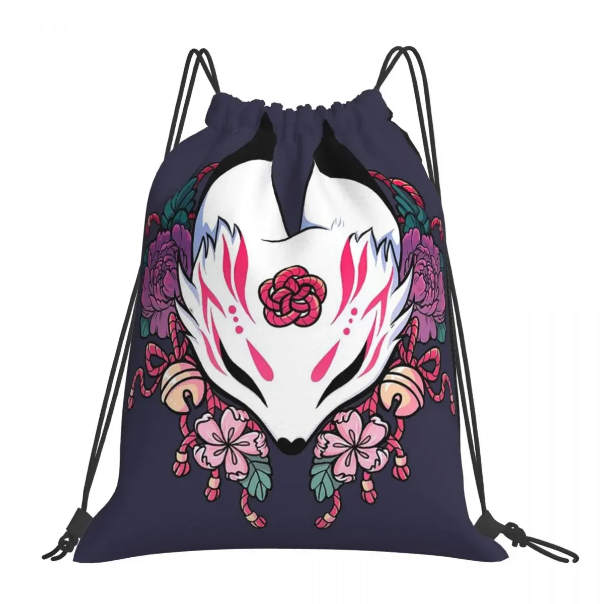 Fox Spirit Kitsune Backpacks Casual Portable Drawstring Bags Drawstring Bundle Pocket Storage Bag Book Bags Man Woman Students