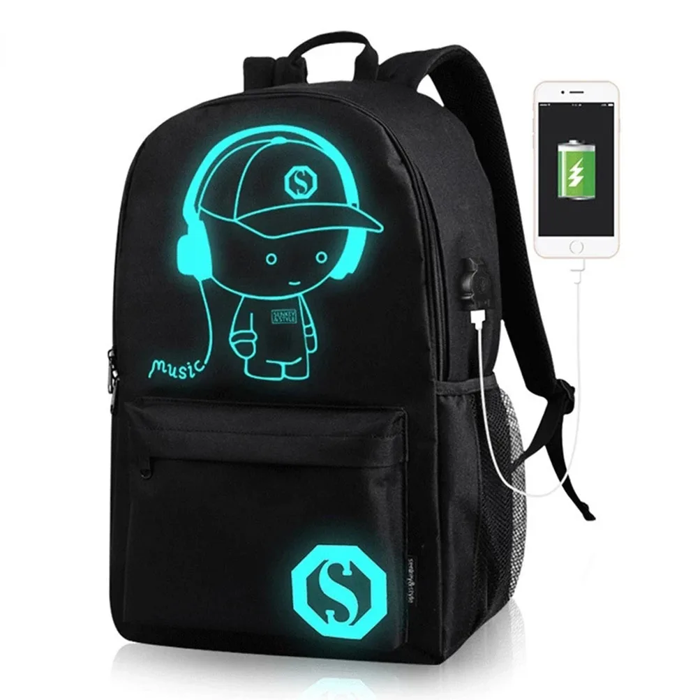 Men Luminous Computer Backpacks for Girls/Boys Laptop USB Backpack Student School Bags Outdoor Waterproof Backpacks for Women