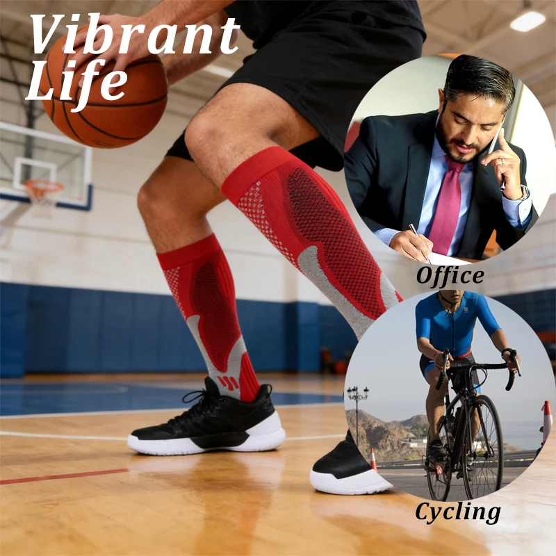 

Compression Socks Knee High Calf Athletic Socks Elastic Sports Socks for Outdoor Running Football Gym Fitness &Athletic Training